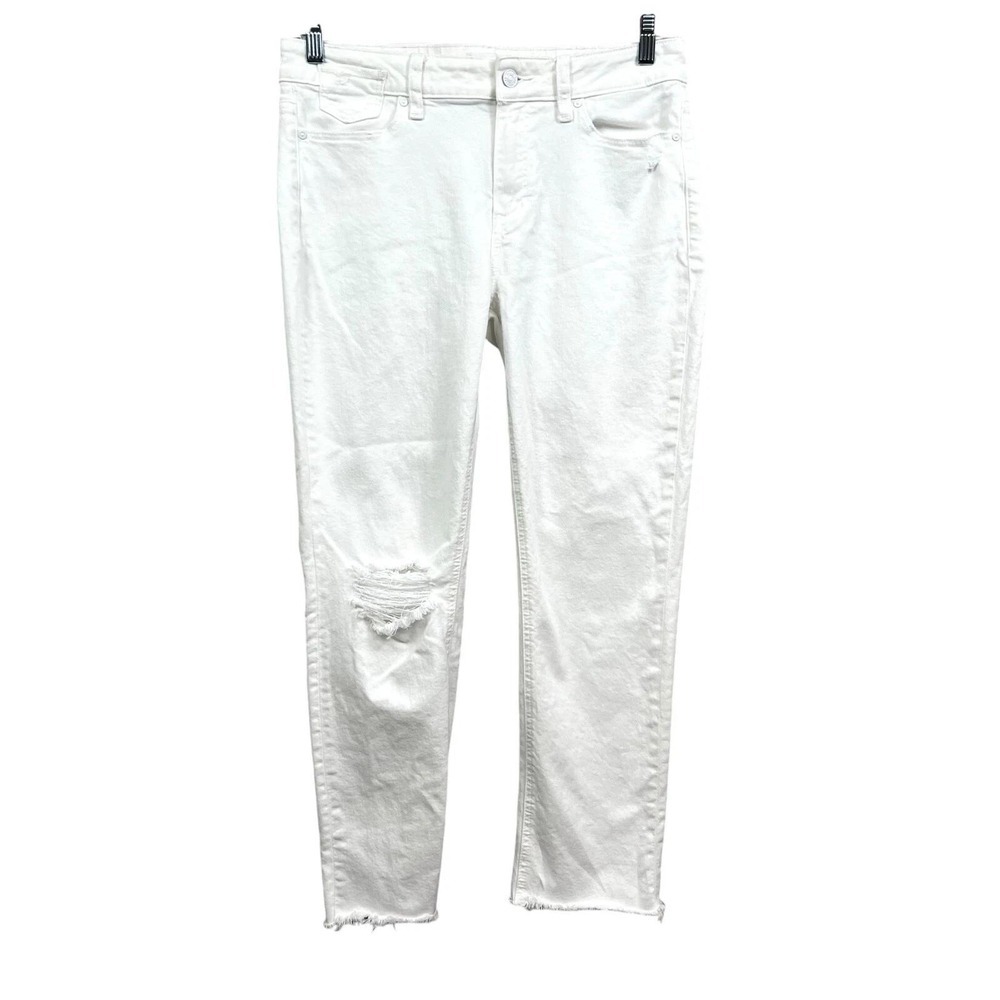 Paige Womens Verdugo Crop Jeans Distressed 5 Pockets Raw Fray Hem White Size 29*